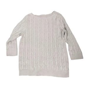 LOFT by Ann Taylor cream sparkle cable knit sweater 3 quarter sleeves